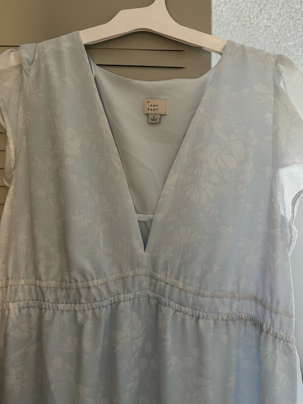 Light Blue Cap Sleeve V-Neck Maxi Dress